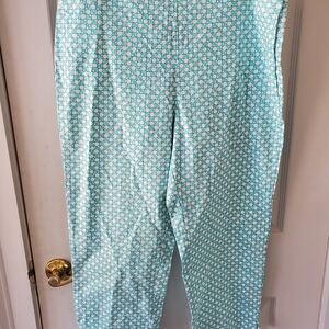 Talbots Aqua Turquoise Geometric Cropped Pants